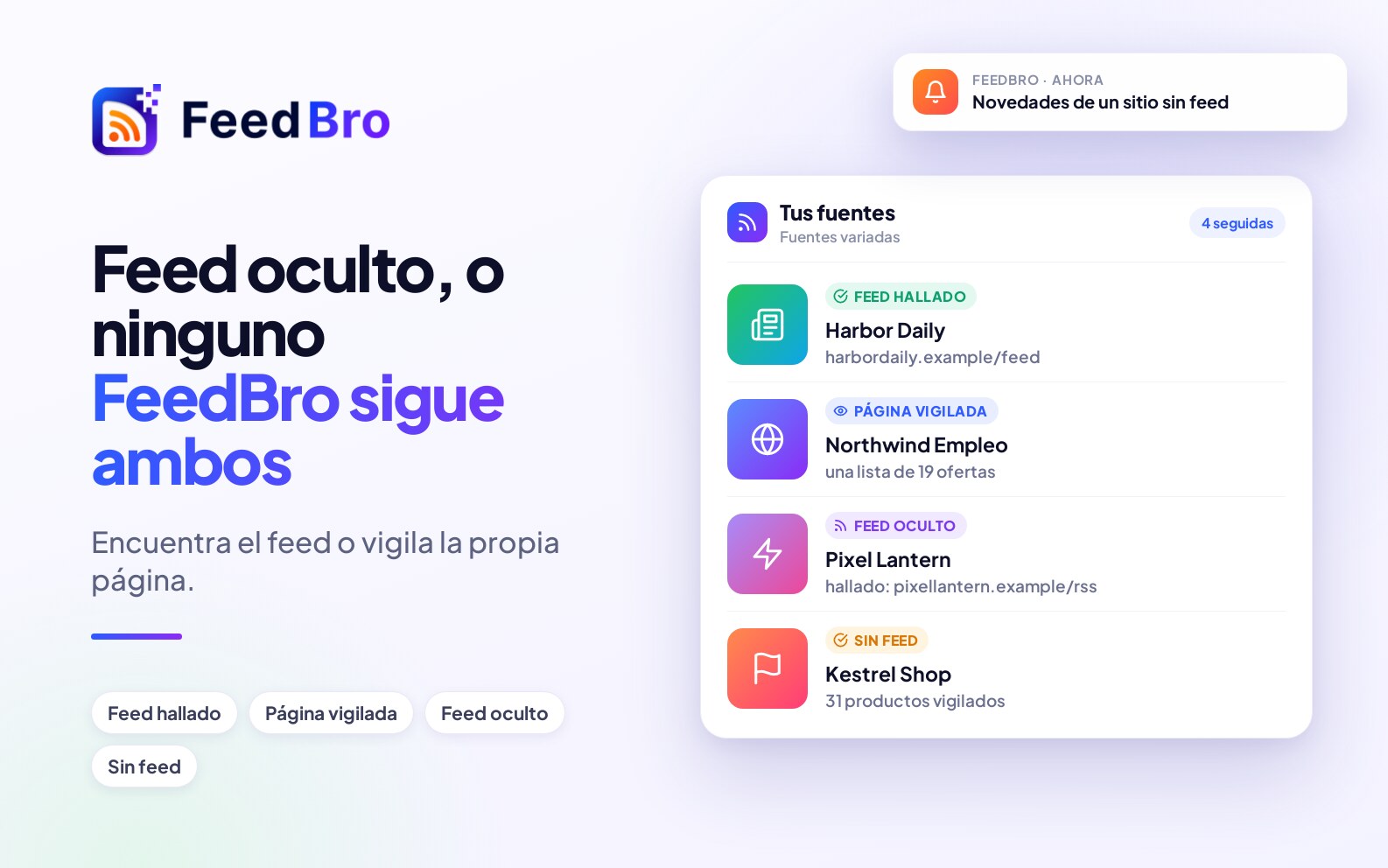 Sitios web sin feed RSS (y algunos que sí lo tienen): cómo seguir ambos