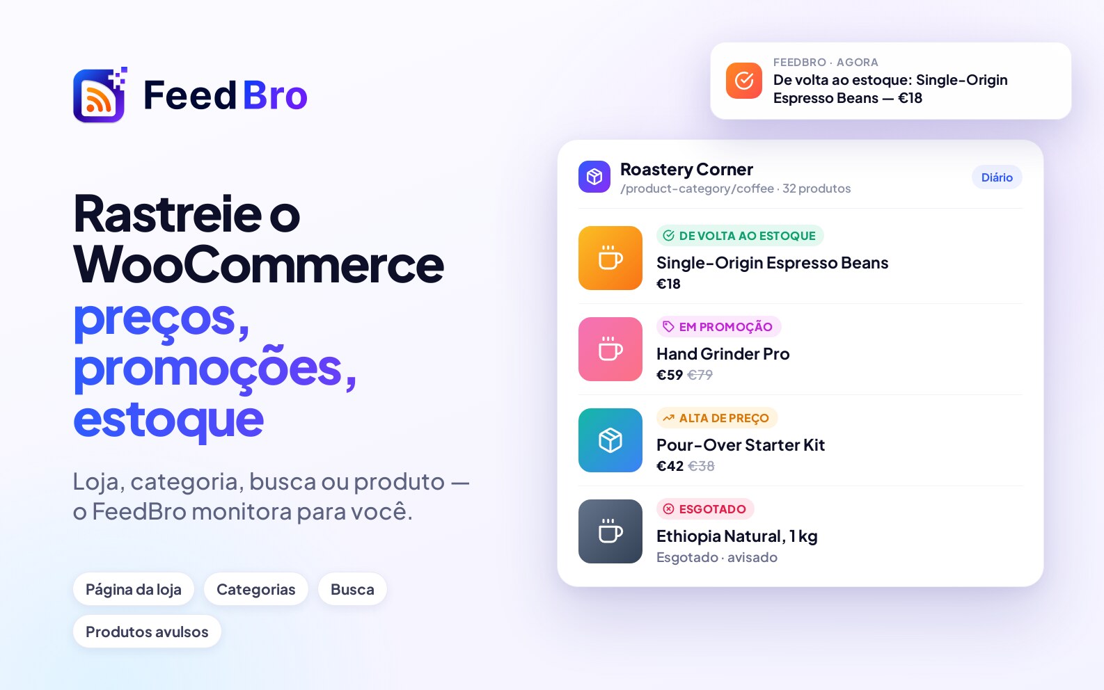 Acompanhe automaticamente preços, promoções e estoque no WooCommerce